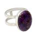 Sterling silver single stone ring, 'Purple Island'