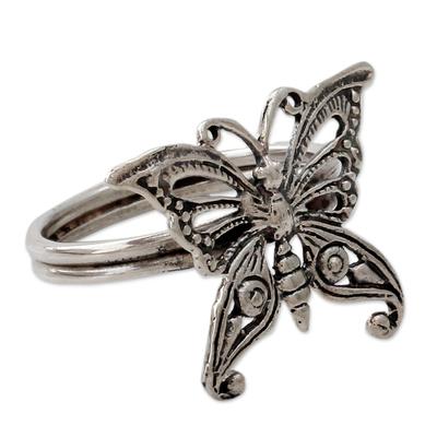 'Butterfly' - Sterling Silver Cocktail Ring from India Fair Trade Jew