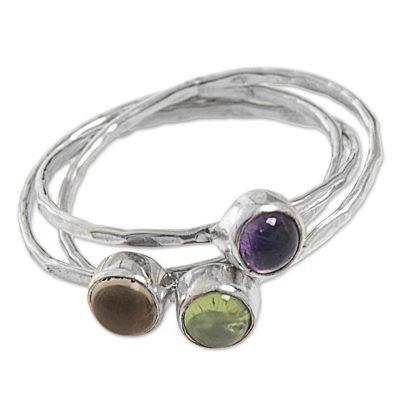 Magical Trio,'Amethyst Peridot and Citrine Multigemstone Ring'