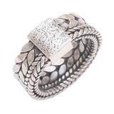 Basilisk Charm,'Sterling Silver Unisex Band Ring Handcrafted in Bali'