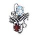 Magical Union,'Garnet and Blue Topaz Cocktail Ring from Indonesia'