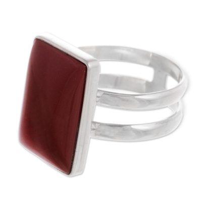 'Passion' - Sterling Silver Jasper Cocktail Ring from Peru