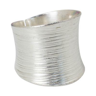 'Whispering Snow' - Artisan Crafted Modern Sterling Silver Band Ring