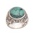 'Taru Tree' - Men's Reconstituted Turquoise and Silver Ring