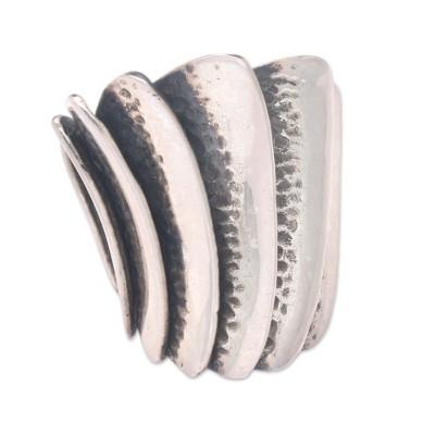 Sterling silver cocktail ring, 'Ruffled Seashell'