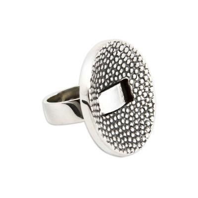 Sterling silver ring, 'Modern Dots'
