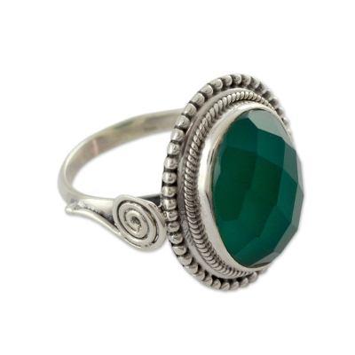 Sterling silver cocktail ring, 'Green Magnificence'