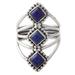 Deep Blue Diamonds,'Artisan Crafted Lapis Lazuli and Silver Ring from India'