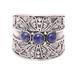 Antique Elegance,'Lapis Lazuli Triple Stone Cocktail Ring from India'