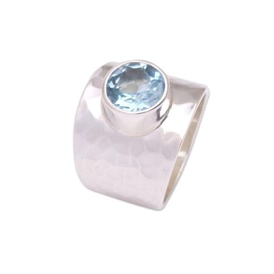 Gleaming Fate,'Blue Topaz Cocktail Ring Crafted in Indonesia'