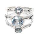 Dewdrop Bamboo,'Sterling Silver and Blue Topaz Handcrafted Ring from Bali'