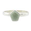 Striking in Pale Green,'Pale Green Jade Pentagon and Sterling Silver Cocktail Ring'