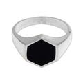Bold Hex,'Sterling Silver and Black Resin Hexagonal Signet Ring'
