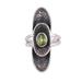 Oval Fantasy,'Sterling Silver Oval Faceted Green Peridot Cocktail Ring'