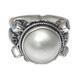 Joyful Moon,'Sterling Silver Ring with Mabe Pearl and Blue Topaz'