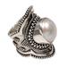 Dotted Moon,'Handcrafted Cultured Mabe Pearl Cocktail Ring from Bali'