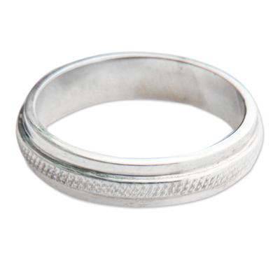 Sterling silver band ring, 'Artful'