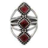 Deep Red Diamonds,'Red Garnet Artisan Crafted Indian Silver Cocktail Ring'