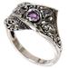 Dragon Fang,'Amethyst Sterling Silver Cocktail Ring Handmade in Indonesia'