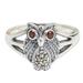 Marcasite and garnet cocktail ring, 'Little Owl'