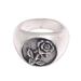 Single Rose,'Handcrafted Single Blooming Rose Sterling Silver Signet Ring'