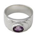 Purple Splash,'Polished Sterling Silver Band Ring with 1.5 Carat Amethyst'