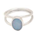 Oval Sky,'Opal and Sterling Silver Single Stone Ring from Bali'