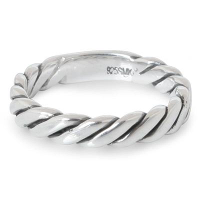 Sterling silver band ring, 'Lives Entwined'