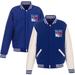 Men's JH Design Royal/White New York Rangers Reversible Fleece Jacket with Faux Leather Sleeves