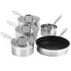 Salter BW06746 5 Piece Stainless Steel Pan Set - Induction Hob Cooking Pots With Lids, Includes 16, 18, 20cm Saucepans, Milk Pan And 24cm Frying Pan, Easy Grip Handles, Timeless Collection Cookware