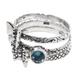 Butterfly Shrine,'Set of 3 Stacking Silver Butterfly Rings with Blue Topaz'