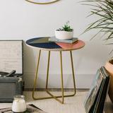 East Urban Home Mareike Boehmer End Table Wood/Metal in Black/Brown/Yellow | 19 H x 20 W x 20 D in | Wayfair 049EC48F0A5F4299BF9B58A3FD79F281