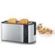 SEVERIN Automatik-Langschlitztoaster für 4 Toastscheiben, mit Brötchenaufsatz hochwertiger Edelstahl Toaster mit großen Röstkammern und 1.400 W Leistung, Edelstahl-gebürstet/schwarz, AT 2590