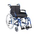 Drive DeVilbiss XS Aluminium Wheelchair – Drive Medical Transport Wheelchair – Folding Adult Wheelchair with Padded Desk-Style Armrests (18 Inch Self Propel, Blue)