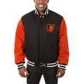 Men's JH Design Black/Orange Baltimore Orioles Wool Full-Button Jacket