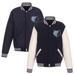 Men's JH Design Navy/White Memphis Grizzlies Reversible Fleece & Faux Leather Full-Snap Jacket