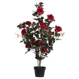 Vickerman 522844 - 45" Red Rose Plant in Pot (TA181803) Home Office Flowers in Pots Vases and Bowls