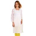 Indiankala4U Ladies Dresses Tops Kurti Cotton Long Kurta Hand Embroidery Handmade Lucknow Chikankari for Women Cotton