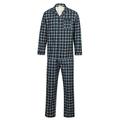 Walker Reid Mens 100% Flannel Cotton Blue Check Long Sleeve Button Up Collared Traditional Pyjamas XXX Large 54" 56"