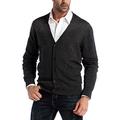 Kallspin Men's Cardigan Sweater Cashmere Wool Blend V Neck Buttons Cardigan with Pockets(Charcoal,Medium)