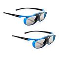 2x Hi-Shock Blue Heaven | DLP Link 3D glasses for 3D DLP projectors from Acer, BenQ, Optoma, LG, [ 96-144 Hz | rechargeable | DLP Link ]
