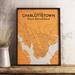 Wrought Studio™ 'Charlottetown City Map' Framed Graphic Art Print Poster in Paper in Orange | 24 H x 18 W x 0.05 D in | Wayfair