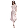 LilySilk Women's 100 Mulberry Silk Nightgown Long Short Sleeve Nightdress 22 Momme Pure Silk Rosy Pink Size 10/S