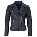 Jessica ALBA Fashion Designer Ladies Leather Jacket Soft Biker Style 9334 (10 for Bust 32", Navy)