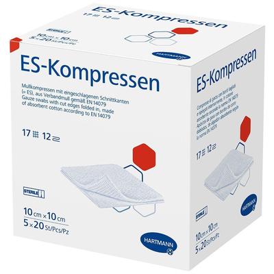 Es-Kompressen steril 10x10 cm 12fach Großpackung 5x20 St Kompressen Image