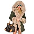 Roiii Women Winter Warm Thick Faux Fur Coat Hood Parka Long Jacket Size 8-20 (20,Beige Army)