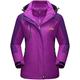 TACVASEN Fleece Jackets Ladies 3-in-1 Systems Jacket Womens Waterproof Ski Winter Jacket Work Warm Thermal Jogging Coat Hood Full Zip Sports Windbreaker, Purple, UK M