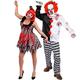 DELUXE KILLER CLOWN COUPLES HALLOWEEN COSTUME - COUPLES FANCY DRESS CLOWN COSTUMES WITH ACCESSORIES (MENS: X-LARGE + LADIES: SMALL)