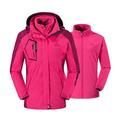 donhobo Womens 3 In 1 Jackets Fleece Ski Jacket Softshell Winter Waterproof Full Zip Windproof Coat Zip Pockets(Pink,S)