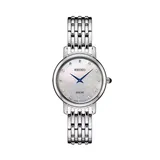 Seiko Women's Diamond Accent Stainless Steel Solar Watch - SUP397, Size: Small, Silver